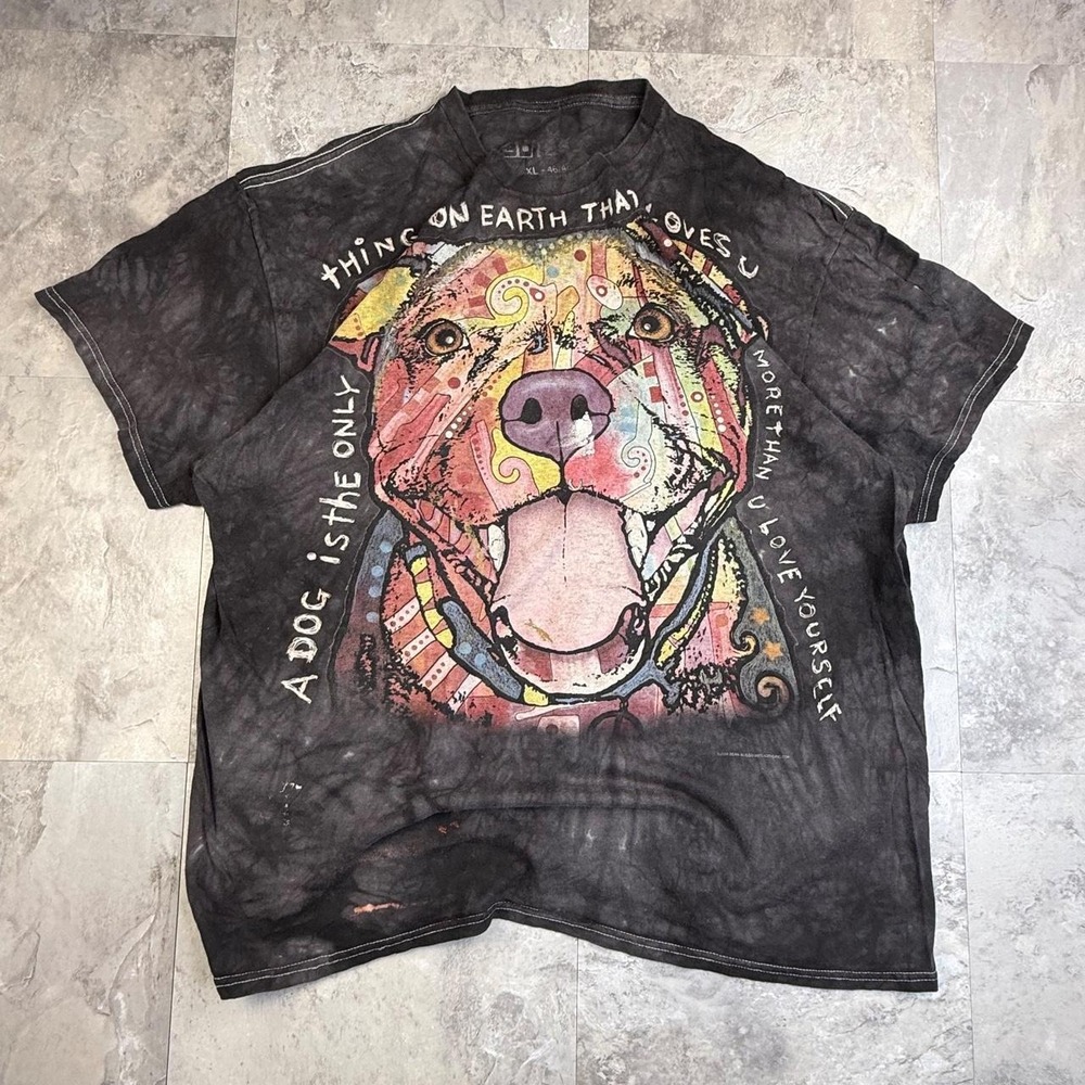 Vintage 3dtees the mountain cute abstract dog T shirt size xl